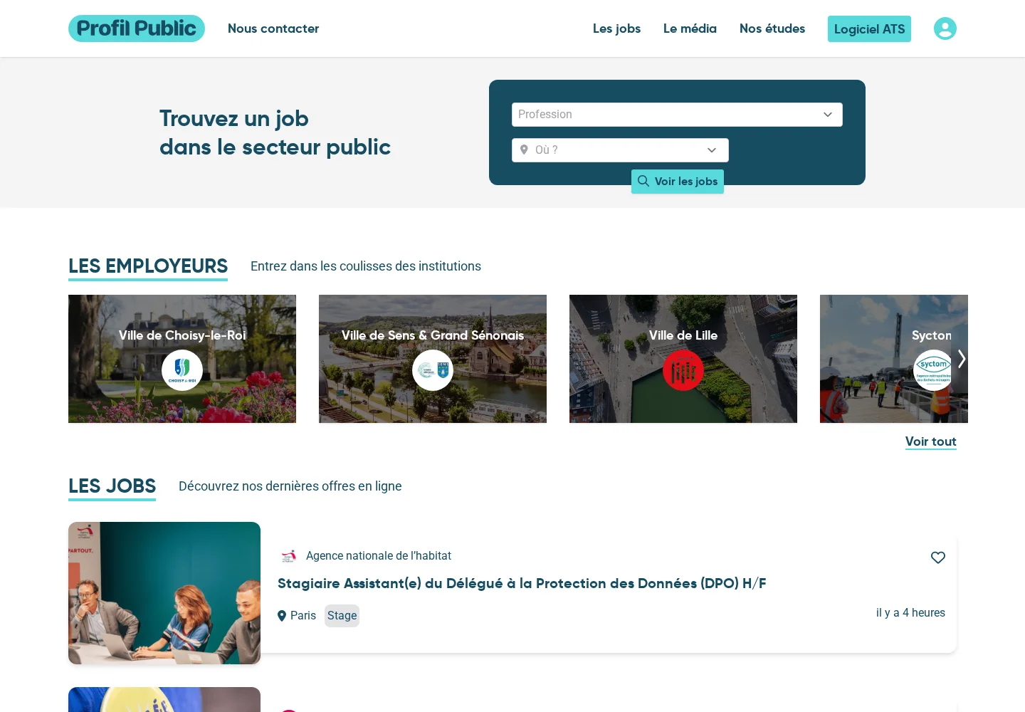 Page publique de la plateforme Profil Public
